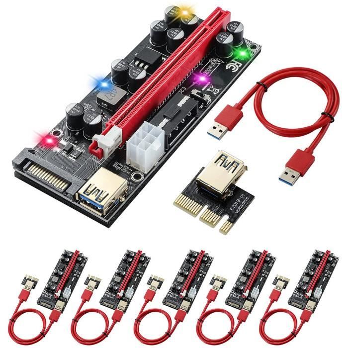 Lot de 6 Cartes PCI-E Riser GPU Risers 10 Condensateurs, Carte ...