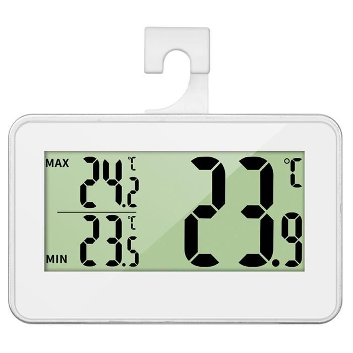 Thermomètre Numérique Réfrigérateur Étanche - Grand Écran LCD, Plage -20°C à 50°C | Mémoire Min/Max, Conversion °C/°F