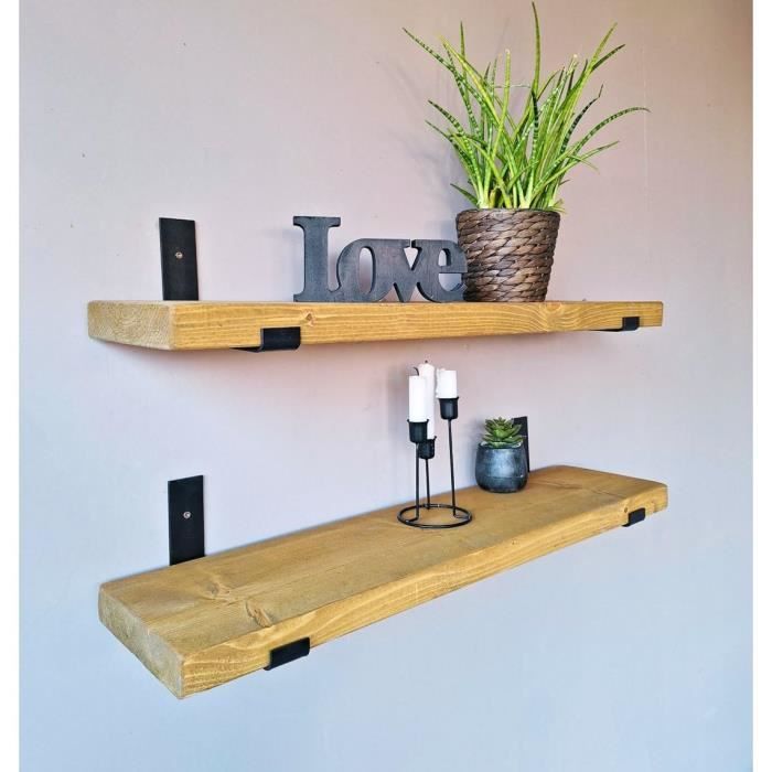 Étagères En Chêne Massif Fait Main – Style Rustique – Supports En Fonte – Fabriqué UK