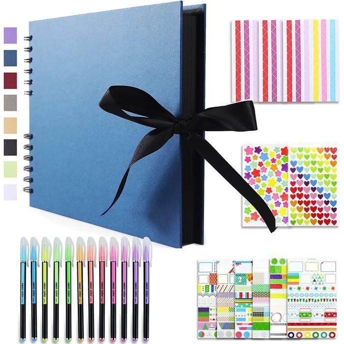 Album Photo Scrapbooking Vienrose 10x15 Cm - 40 Pages - Couverture Carton - Reliure Spirale - Noir