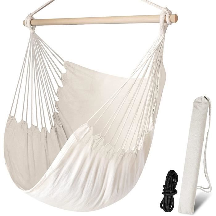 Chaise Suspendue Chihee Avec 2 Oreillers - Hamac En Coton Doux - Porte-Objets Intégré - Support 227kg