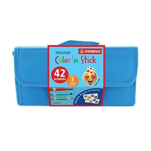 Trousse de coloriage - STABILO - ColorN Stick - 22 feutres - 12 crayons - 8 stickers textile