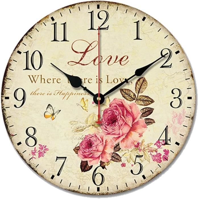 Horloge Murale Rétro Shabby Chic Géante - 69 Cm De Diamètre - Quartz - A091