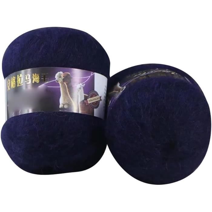 Fil à Tricoter 500g Mélange Mohair, Coton, Laine - Couleur Grise - Aiguilles 3.5 - Neuf