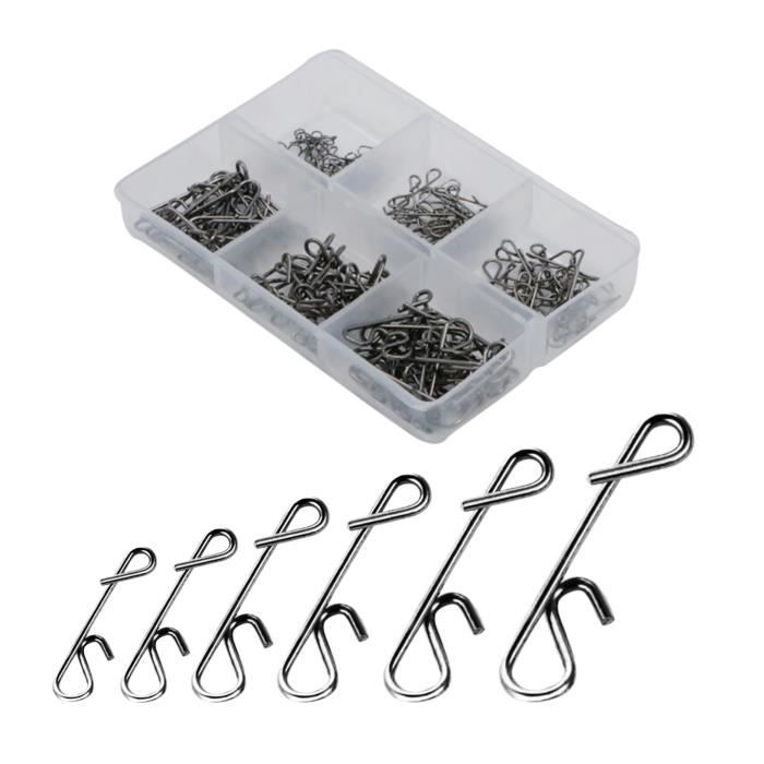 Accessoire Pêche Lot De 50 Mousquetons En Acier Inoxydable Pour Pêche à La Mouche - Tailles S (8mm) Et M (9mm) - Pour Leurres Et Hameçons Accessoire Leurres Hameçons