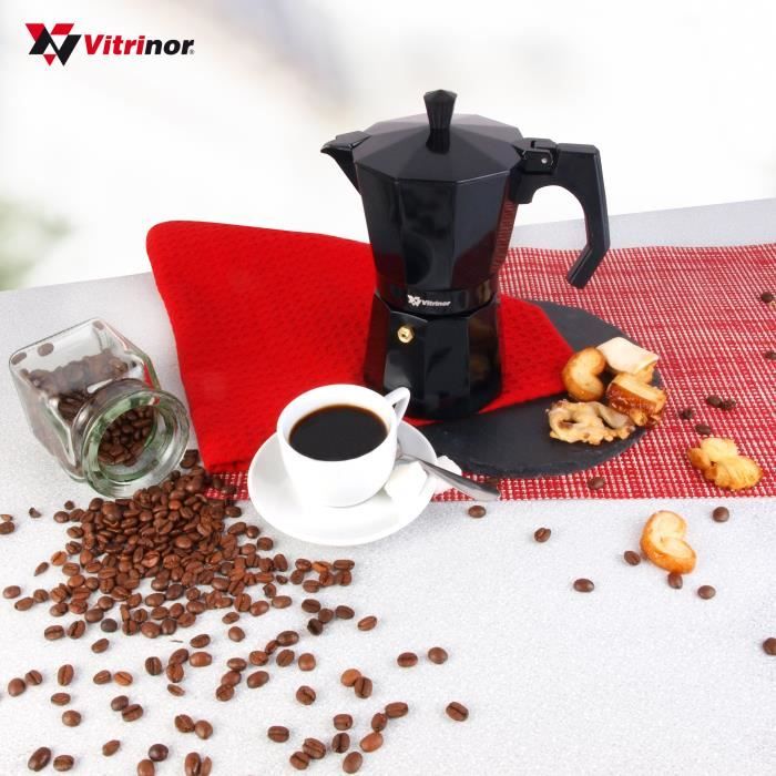 Cafetière Italienne VITRINOR 9 Tasses - Fonte Aluminium - Compatible Induction - Rouge