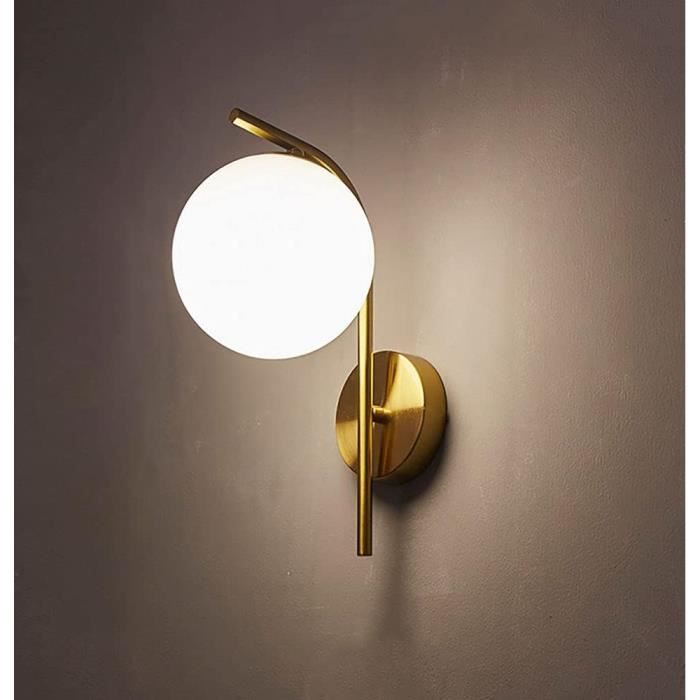 Lampe Murale De Créativité Moderne Avec Abat-Jour En Verre Boule E27 Fini Doré Appliques Murales Luminaire Personnalité Montage