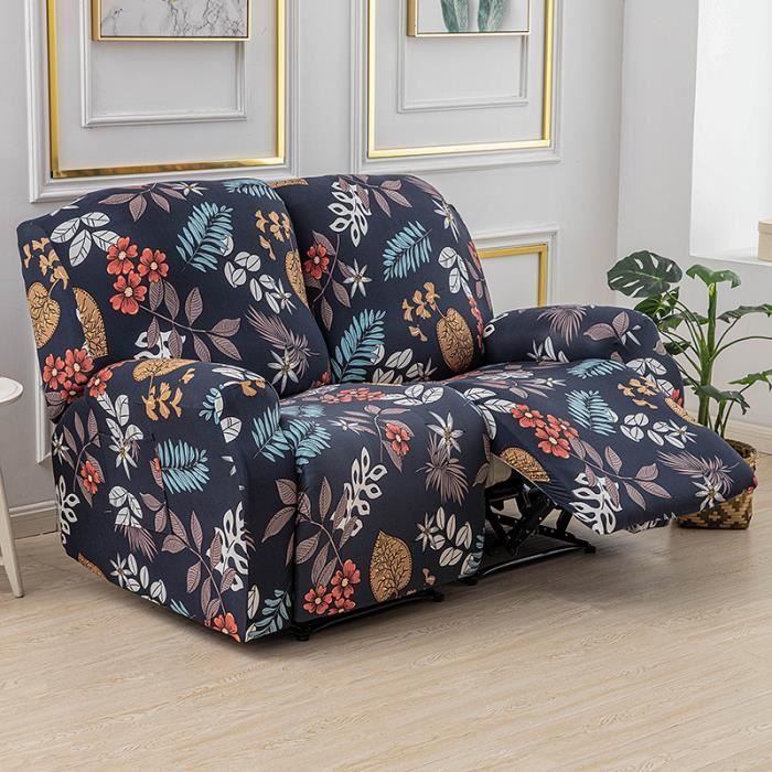 Housse de Fauteuil Relax Extensible 2 Places Housse de Fauteuil Relax Inclinable Couverture de Chaise Canapé Relax avec Poche M