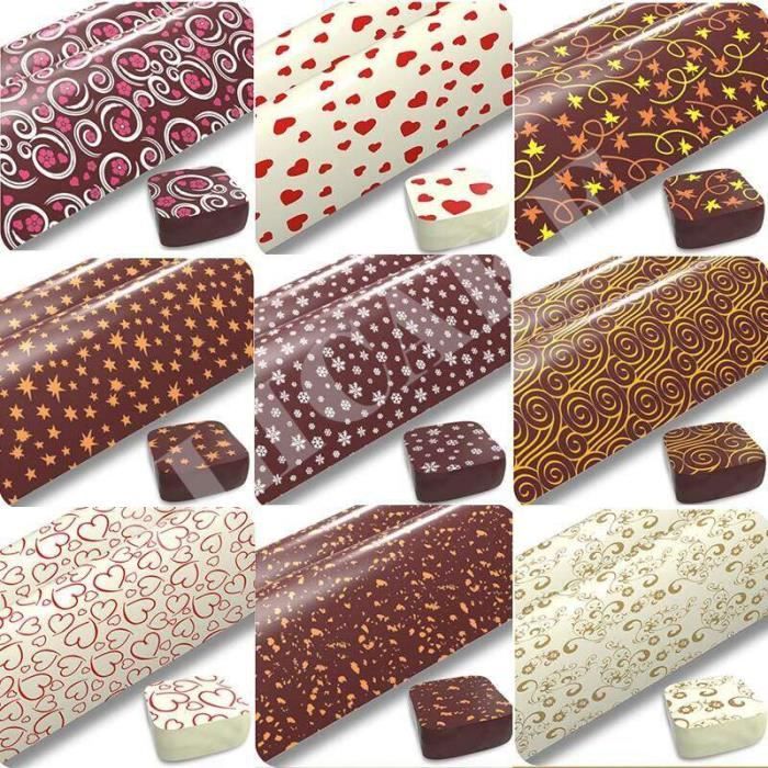 HK08447-Feuille de papier transfert de chocolat A4. 10 à 50 pièces. décoration pour impression de chocolat. cuisson pâtisserie. co