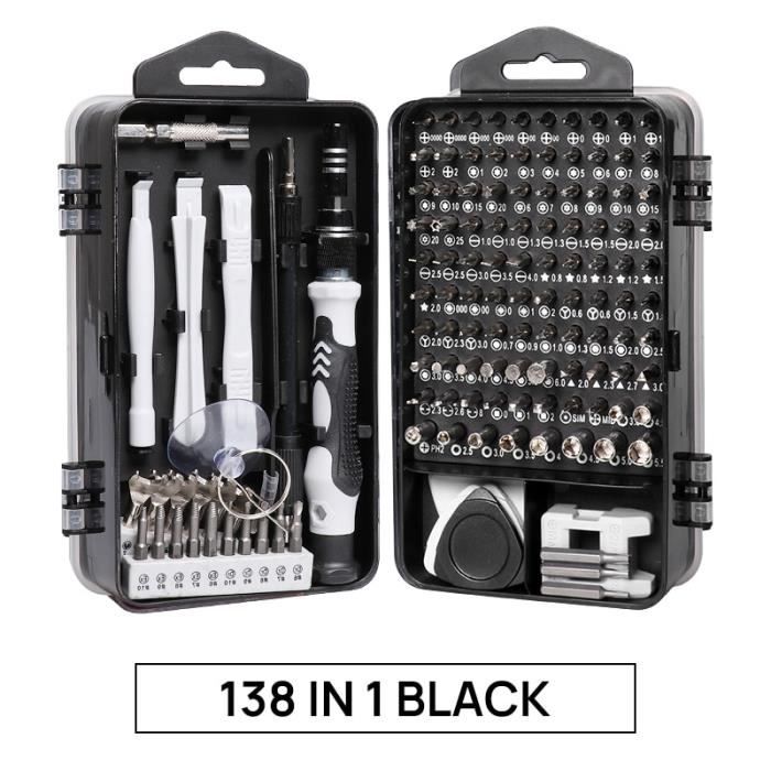 TOURNEVIS,138 Black--jeu de tournevis de précision 138-122 en 1, tournevis  électriques Torx magnétiques, clé de poche, outils manuel - Cdiscount  Bricolage
