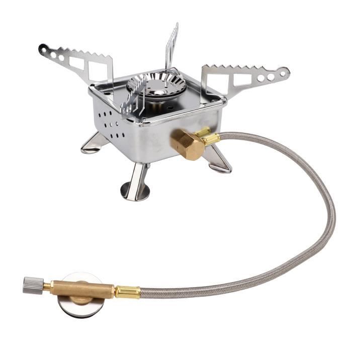 Réchaud De Camping Au Butane 3500W – Portable Avec étui, Brûleur 60 Feux, Silver/noir