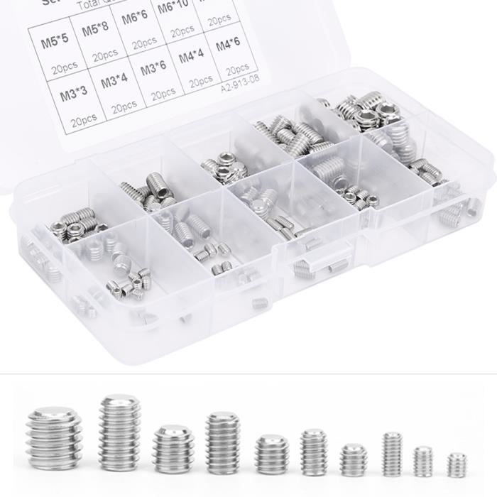 100 Vis Sans Tête M3 X 3mm Acier Inoxydable 304 - À Six Pans Creux, Point Cuvette - Neuf, Pour Bricolage Précision