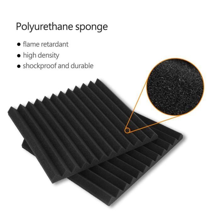 24Pcs Mousse acoustique ISOLATION ACOUSTIQUE mousse studio Tuiles de mur pour salles de musique