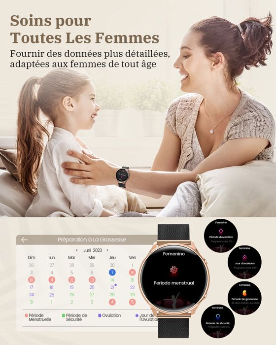 Nuvance - Montre connectée de Luxe - pour femme et homme - Android