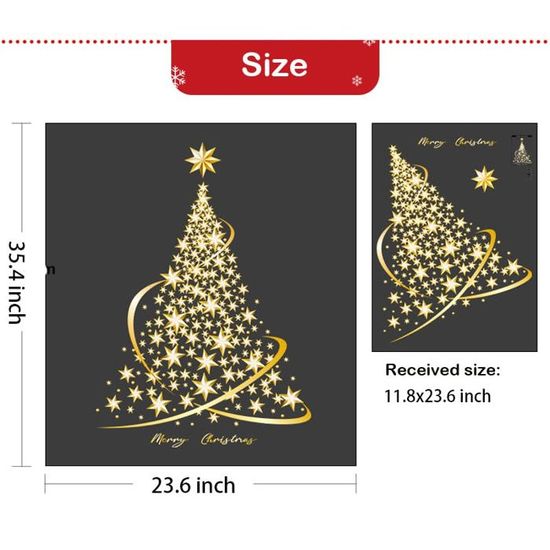 Décorations Fenêtre Noël - Autocollants Statiques Réutilisables Sapin De Noël 35x50 Cm - 2 Feuilles