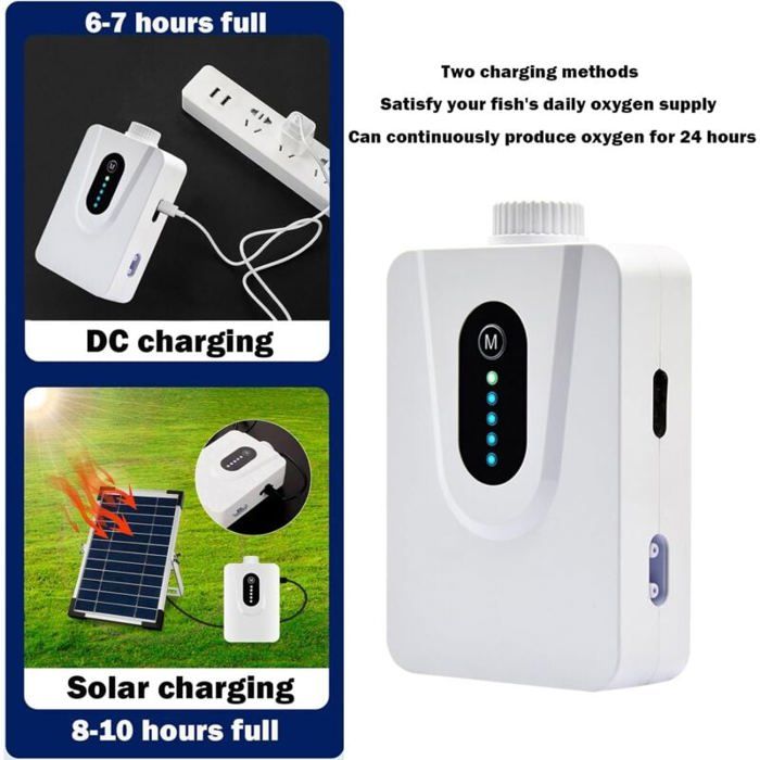 Aérateur Solaire Bassin 10W - Pompe à Oxygène Pour Étang à Poissons Avec Batterie 4400mAh, 3 Modes (Haute/Basse/Intermittent) + 4 Pierres à Air