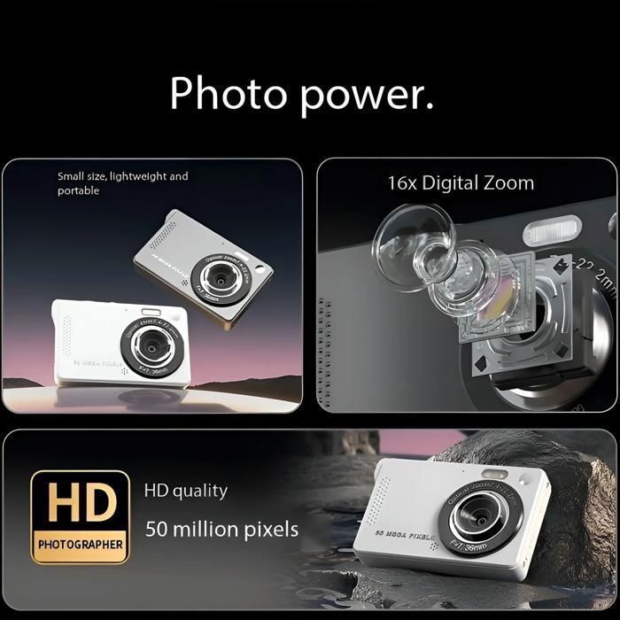 Appareil Photo 4k Appareil Photo Numérique 4K 50MP - Zoom 16x - Autofocus - Anti-tremblement - Carte SD 32Go - Parfait Débutants Appareils Photo Numériques