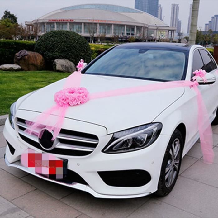 Décoration de voiture de mariage ruban d'ornement de voiture de mariage  rose romantique de luxe blanc - Cdiscount Maison