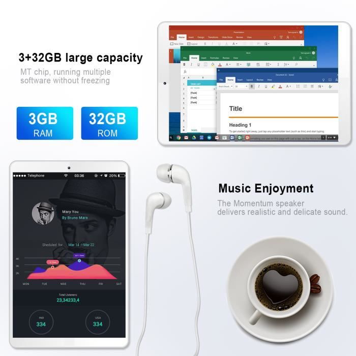 Tablette Tactile 10.1 Pouces Android 9.0 4G LTE1