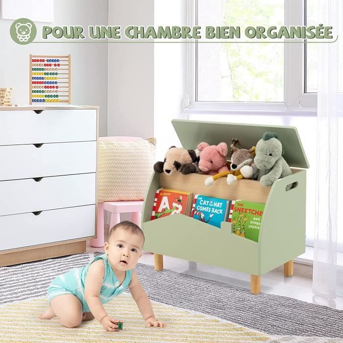 Coffre à Jouets En Bois Avec Couvercle à Fermeture Douce - Rangement Enfant Motif Animaux, Capacité 20kg, Rose, 60x37x39 Cm - 3