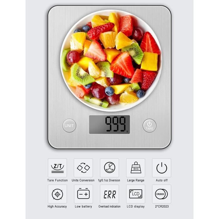 Duronic KS760 Balance de Cuisine numérique au design fin en acier