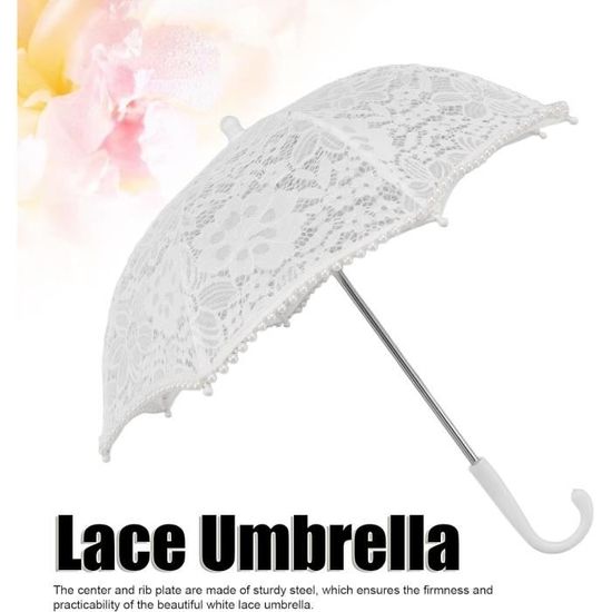 Parapluie en Dentelle Blanche, Parasol en Dentelle de Mariage, Parapluies de Broderie de Fleurs Artisanales, Accessoires de Photo de Mariée Romantique, Accessoire de Costume de Dame(Blanchiment