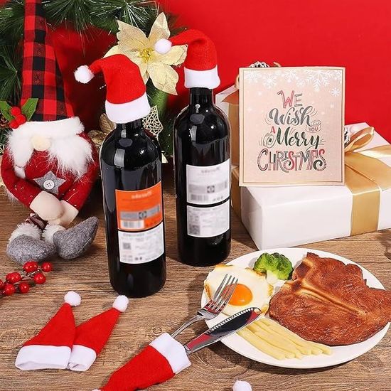 Mini Boule Noel 30 Pièces Mini Chapeau De Père Noël, Bricolage Sucette Chapeau, Mini Bonnets De Noël, Petit Bonnet De Noel, Bonnet De Noel Porte-Couverts, Pour Les Décorations De Table Déco De