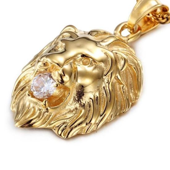 Pendentif Le Roi Lion En Or Jaune 22 Carats - Fait Main, Estampillé, 39x27mm, 11g