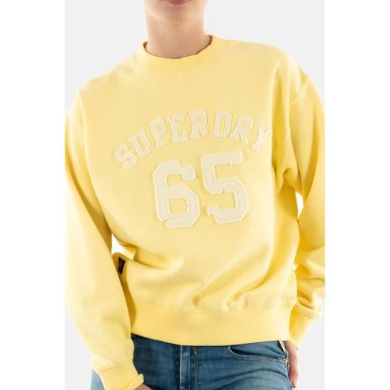 Pull à Capuche Superdry Femme Jaune Taille 8 – Imprimé Logo – Excellent état