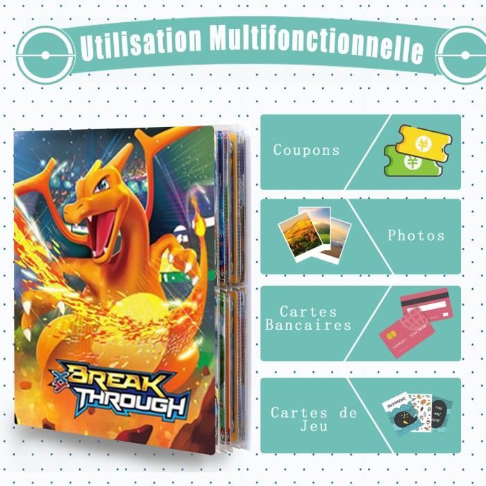 Classeur 30 Pages Pour Cartes – 4 Pochettes/Page – Capacité 240 Cartes – Porte-Cartes à Collectionner Anti-UV Et Déperlant