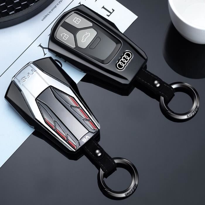 【5 Couleurs】 Z.MYUKI A3 S Line Sportback Coque clé avec Porte Clef pour  Audi A3 8Y 2020-2022 2023 Accessoire Original Protection clé (Rose)