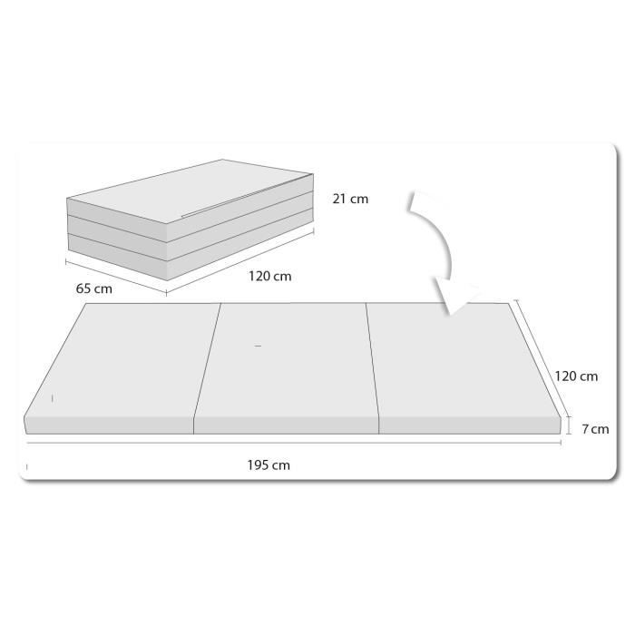 Fortisline Matelas d'appoint Pliant lit d'appoint lit d'invité futon