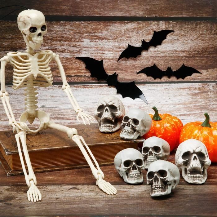 Déco Halloween - Crâne Et Bras De Squelette (lot De 3 Pièces) Blanc