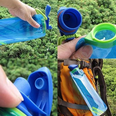 Gourdes Pliables 700 Ml X2 – Bouteilles Eau Sans BPA, Brosses Nettoyage Incluses – Randonnée, Voyage, Sport – Lot De 4 Pièces