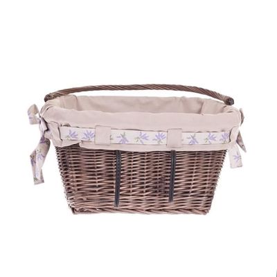 Panier Vélo Vintage En Osier Tissé - Marron - Avec Poignée
