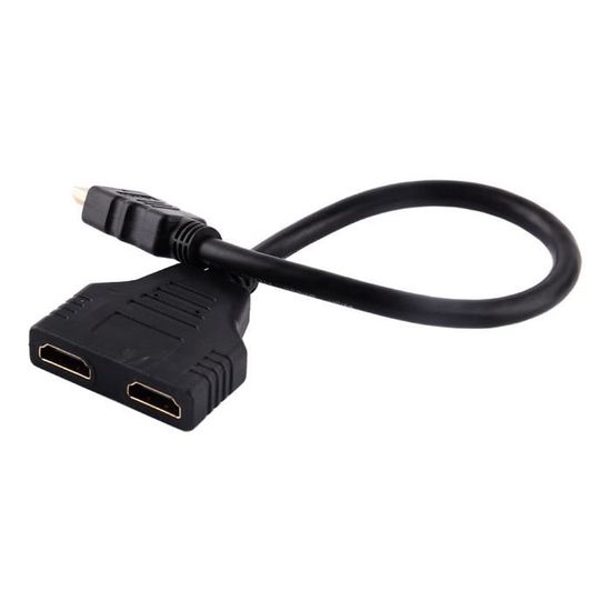 LED ZYa Câble HDMI 1080p mâle vers double HDMI femelle 1 vers 2 voies HDMI pour HDMI HD LCD Noir TV