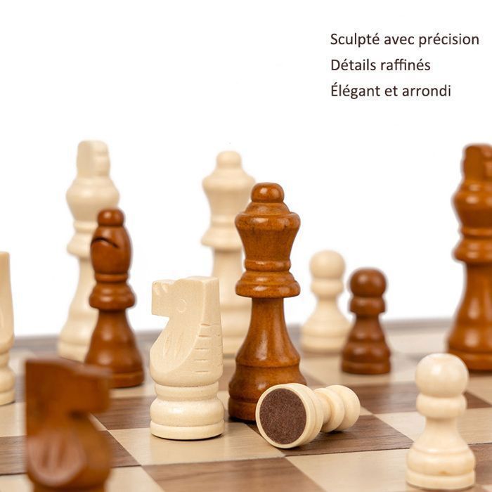 Jeu D'Échecs Et Dames 2 En 1 En Bois – Échiquier Pliable Avec 65 Pièces Pour Enfants Et Adultes, Eddy Toys