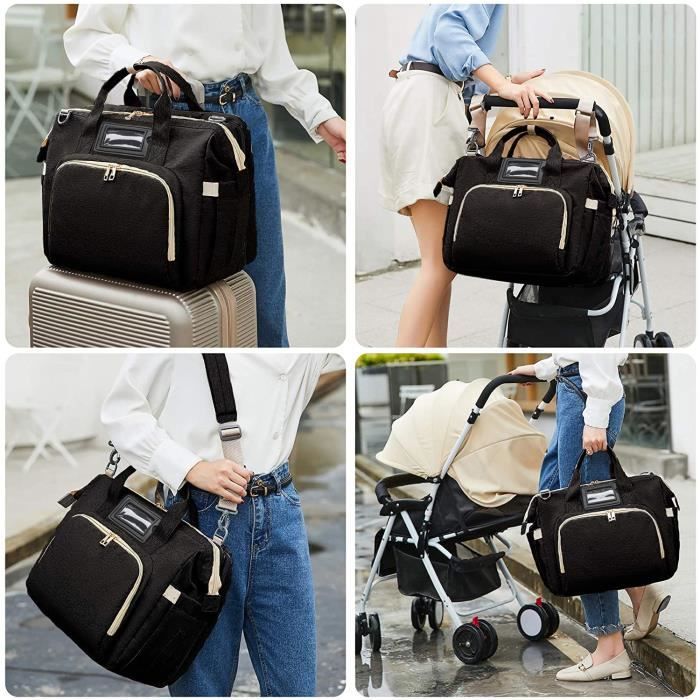 Sac de Messager à langer pour Bébé, Multifonction Imperméable Sac à Langer  pour bébé, sac à langer de voyage portable avec lit