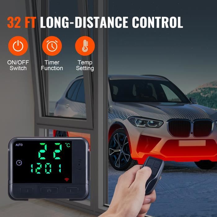 VEVOR Chauffage Diesel Tout-en-Un 12V 8kW 0,16-0,62L/h Bluetooth APP LCD  Auto