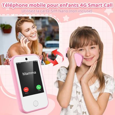 Téléphone intelligent pour enfants, écran tactile de 2,8 pouces, mini téléphone intelligent, lecteur de musique à double appareil photo, pour filles garçons