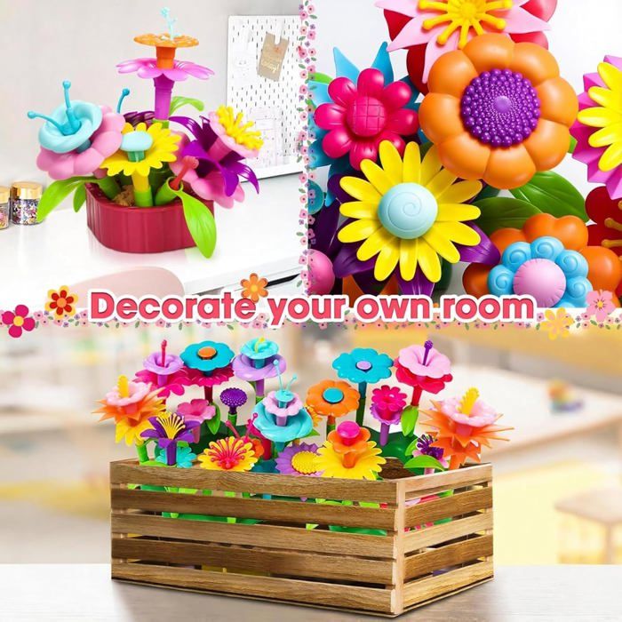 Felicify Construction de Fleurs Avec Lumière LED, 596 PCS Jeux de Construction Fleurs avec Housse de Protection, Bloc de Construction Fleurs, Décoration de Maison pour Adultes (Coccinelle
