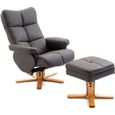 HOMCOM Fauteuil relax inclinable fauteuil de salon avec repose-pieds pouf coffre rangement revêtement synthétique couleur chocolat-0