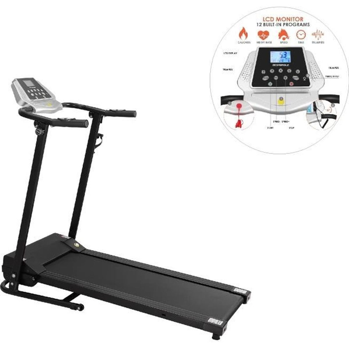 Tapis de course manuel magnétique à inclinaison réglable BESPORTBLE avec moniteur de pouls