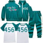FINDPITAYA Survêtement Enfant Garçon Ensemble 3pcs Jogging Squid Game Sweatshirt + T-shirt + Pantalon Halloween Cosplay Costume - 456