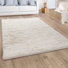 Paco Home Tapis De Salon Poil Long Shaggy Fausse Fourrure Pelucheux Pelucheux Crème Beige 140x200 cm