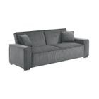 SWEEEK Canapé convertible 3 places gris foncé velours côtelé L 231 x P 96.5 x H 80cm