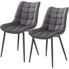 WOLTU Lot de 2 Chaises de salle à manger, Chaise de cuisine en velours Pieds en métal, Chaises scandinaves, Gris foncé W0ATT0009-2