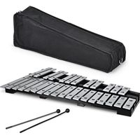 COSTWAY Glockenspiel Xylophone 30 Note Cadre en Bois Barres en Aluminium avec Baguettes,Sac Percussion d'Instrument Educatifs