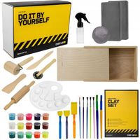 Dibys DIY Kit de poterie pour enfants avec argile gris outils de modelage pinceaux boîte kit créatif idées cadeaux originales
