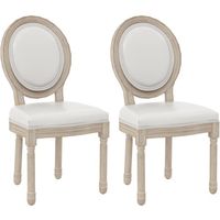 Lot de 2 chaises de salle à manger médaillon style Louis XVI bois sculpté crème